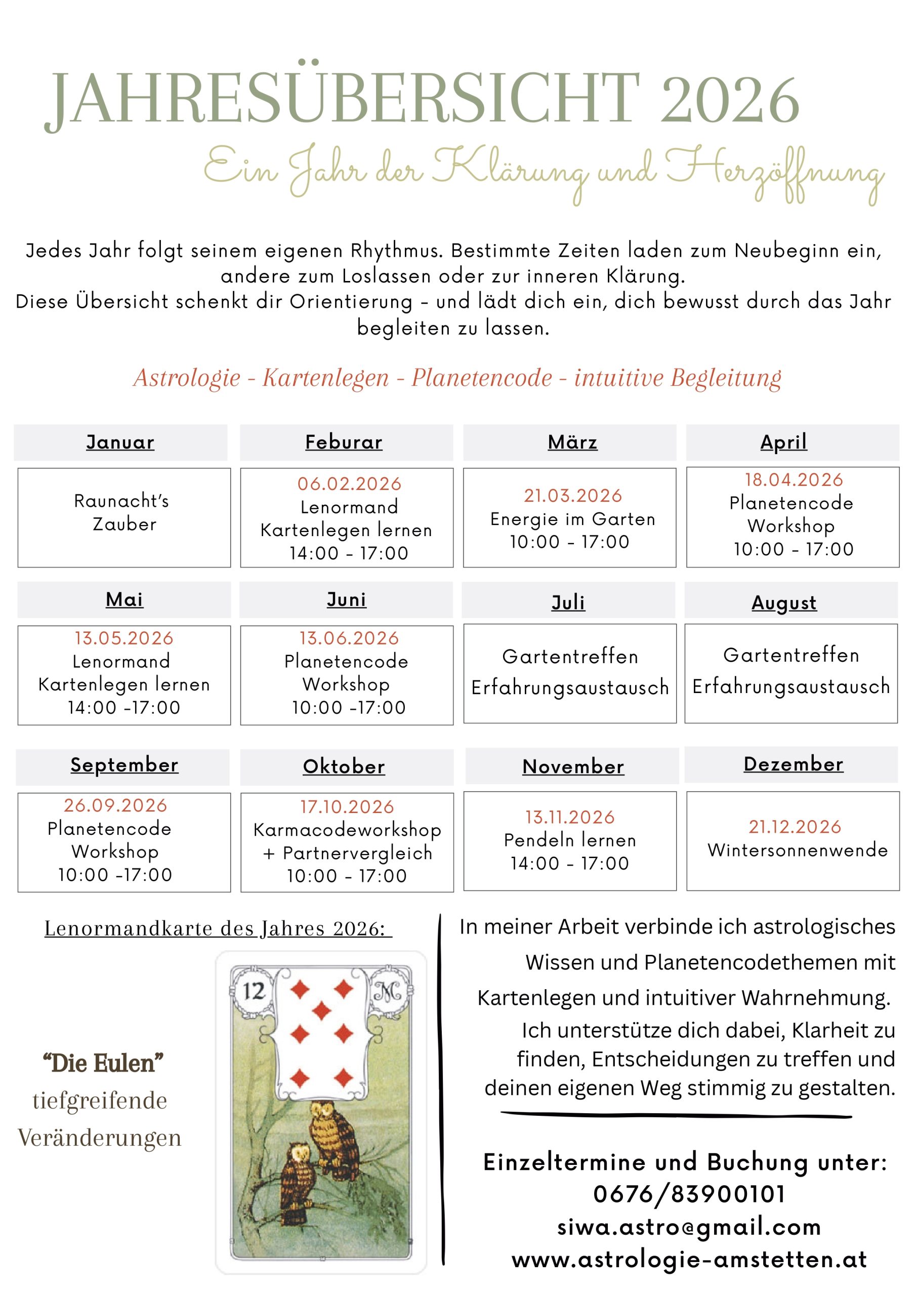 Jahresübersicht 2026